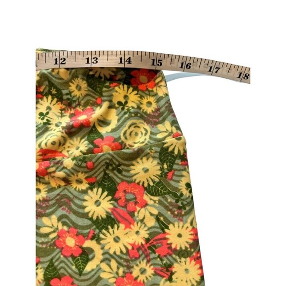 LuLaRoe Women's Green Floral Tights - Picture 6 of 8